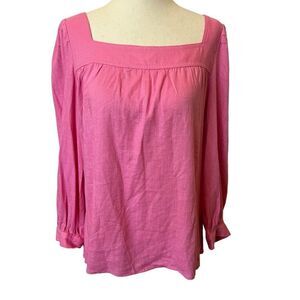 FRNCH NWT Colza Rose Top Linen Blend Barbie Pink Long Sleeve Small